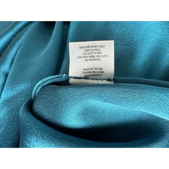NWT! Sateen Teal Maxi Dress by OLIVVI, Sz: L (b2A) - Picture 5 of 7